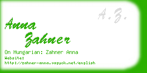 anna zahner business card